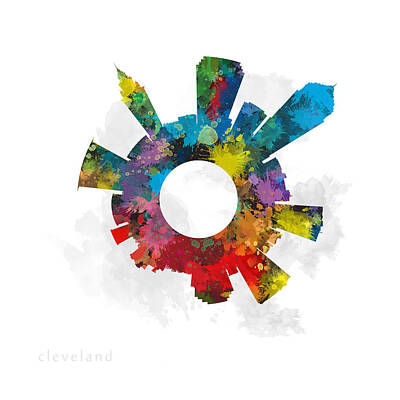 Abstract Skyline Royalty-Free and Rights-Managed Images - Cleveland Small World Cityscape Skyline Abstract by Jurq Studio