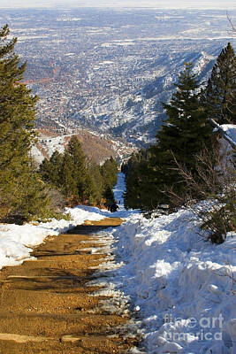 Steven Krull Royalty-Free and Rights-Managed Images - Climbing the Manitou Incline in Wintertime by Steven Krull