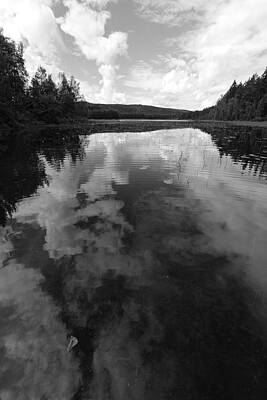 Superhero Ice Pops - Clouds mirrored in a quiet lake - -monochrome by Ulrich Kunst And Bettina Scheidulin