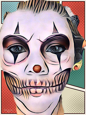 Comics Royalty-Free and Rights-Managed Images - Clown Skull Comic by Artful Oasis