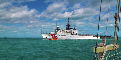 Beach Royalty-Free and Rights-Managed Images - Coast Guard Heading Home by Betsy Knapp