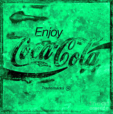 Royalty-Free and Rights-Managed Images - Coca Cola Sign Mottled Green Black by John C Stephens
