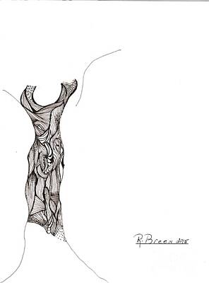 Abstract Drawings - Cocktail Dress in Sepia by Ronda Breen