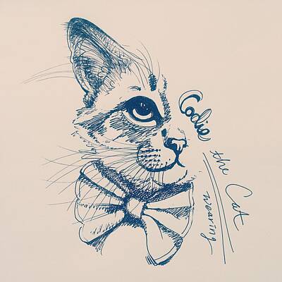 Best Sellers - Portraits Drawings - Codie, wearing a bow tie by Pookie Pet Portraits