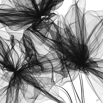 Best Sellers - Abstract Flowers Paintings - Coherence - Black And White Modern Art by Lourry Legarde
