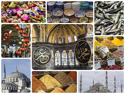 Monochrome Landscapes - Collage of Istanbul - Turkey by Mariusz Prusaczyk