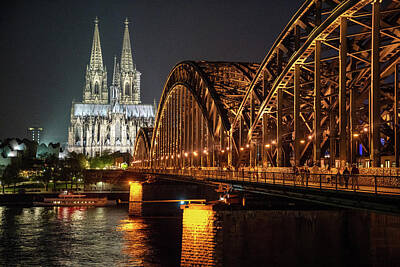 Airplane Paintings Royalty Free Images - Cologne Night-3 Royalty-Free Image by Jonathan Guzman