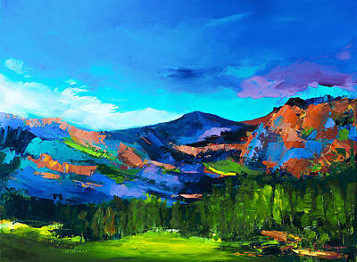 Landmarks Painting Royalty Free Images - Colorado Hills Royalty-Free Image by Elise Palmigiani