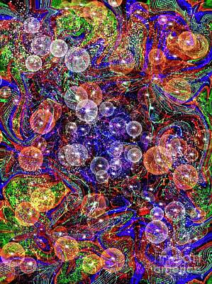 Happy Birthday - Colorful Bubbles-Abstract by Laurie