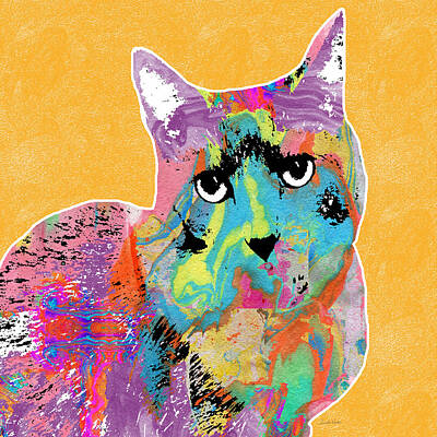 Royalty-Free and Rights-Managed Images - Colorful Cat With An Attitude- Art by Linda Woods by Linda Woods
