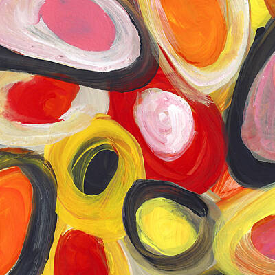 Mother And Child Paintings - Colorful Circles in Motion Square 1 by Amy Vangsgard