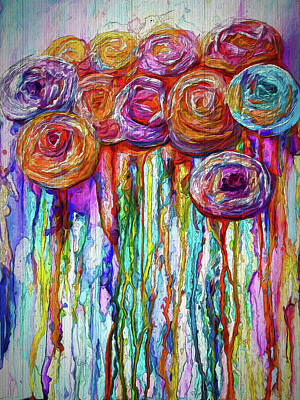 Colorful Abstract Animals - Colorful Roses Design  by Lena Owens - OLena Art Vibrant Palette Knife and Graphic Design