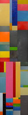 Abstract Paintings - Colorful Skinny Collage 1.0 by Michelle Calkins