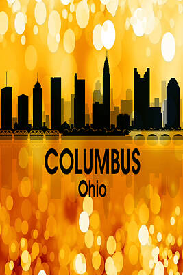 Abstract Skyline Digital Art Rights Managed Images - Columbus OH 3 Vertical Royalty-Free Image by Angelina Tamez