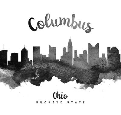 Skylines Paintings - Columbus Ohio Skyline 18 by Aged Pixel