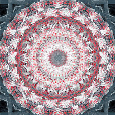 Royalty-Free and Rights-Managed Images - Concrete and Red Mandala- Abstract Art by Linda Woods by Linda Woods