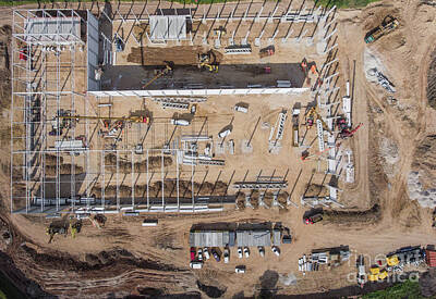 Nfl Team Signs Rights Managed Images - Construction site shot from above. Royalty-Free Image by Mariusz Prusaczyk