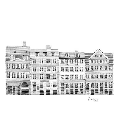 City Scenes Drawings - Copenhagen city scene by Hieu Tran