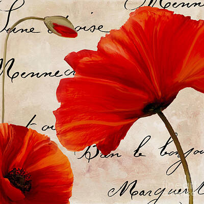 Floral Royalty-Free and Rights-Managed Images - Coquelicots Rouge II by Mindy Sommers