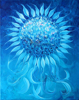 Sunflowers Paintings - Cornflower In Moonlight by J Vincent Scarpace