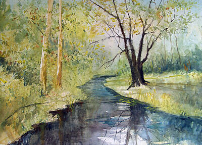 Best Sellers - Impressionism Painting Royalty Free Images - Covered Bridge Park Royalty-Free Image by Ryan Radke