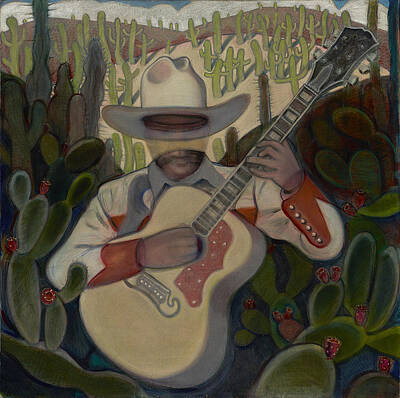Fall Pumpkins - Cowboy in the Cactus by John Reynolds