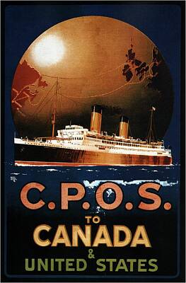 Beach Mixed Media - C.P.O.S to Canada and United States - Canadian Pacific - Retro travel Poster - Vintage Poster by Studio Grafiikka