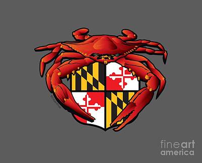 Wine Corks - Crab Feast Maryland Flag Crest by Joe Barsin