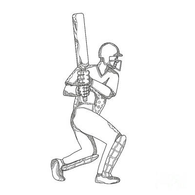 Bear Photography - Cricket Batsman Batting Doodle Art by Aloysius Patrimonio