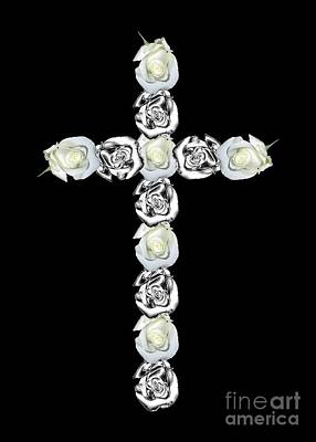Lucille Ball - Cross of silver and white roses by Rose Santuci-Sofranko