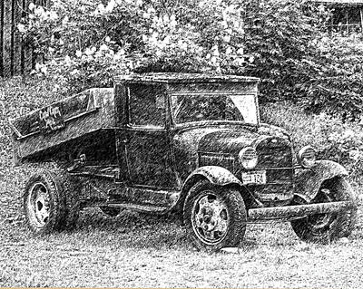 Mountain Drawings - Crow Creek Mine Truck Sketch by Diane E Berry