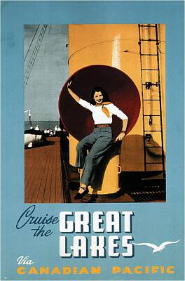 Royalty-Free and Rights-Managed Images - Cruise The Great Lakes - Canadian Pacific - Retro travel Poster - Vintage Poster by Studio Grafiikka