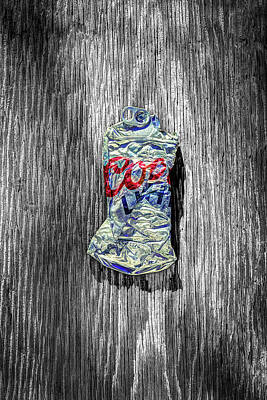 Beer Royalty Free Images - Crushed Silver Light Beer Can on BW Plywood 80 Royalty-Free Image by YoPedro