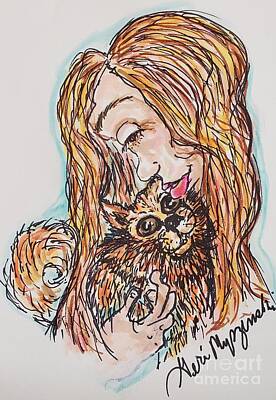 Farmhouse Kitchen - Cuddling With My Pomeranian  by Geraldine Myszenski