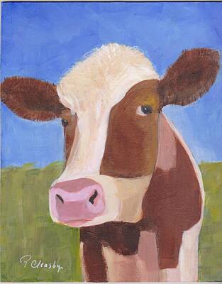 Cartoons Tees - Curious Cow by Patricia Cleasby