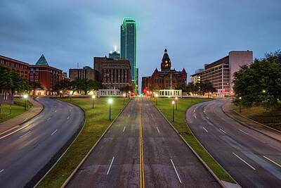 Skylines Royalty-Free and Rights-Managed Images - Dallas Skyline and Dealey Plaza at Dawn by Gregory Ballos