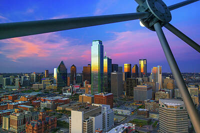 Skylines Royalty-Free and Rights-Managed Images - Dallas Skyline at Dusk from Reunion Tower by Gregory Ballos
