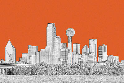 Skylines Digital Art - Dallas skyline by Mihaela Pater