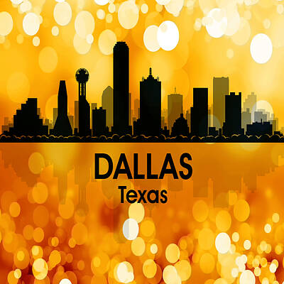 Skylines Mixed Media - Dallas TX 3 Squared by Angelina Tamez