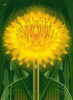 Florals Royalty-Free and Rights-Managed Images - Dandelion Floral Art by Garth Glazier