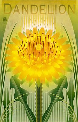 Florals Royalty-Free and Rights-Managed Images - Dandelion Floral Print Variant by Garth Glazier