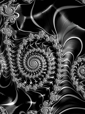 Best Sellers - Steampunk Digital Art - Dark spirals - fractal art black gray white by Matthias Hauser