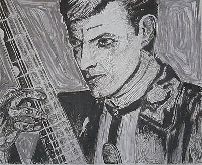 Musicians Drawings - David Bowie by Adekunle Ogunade