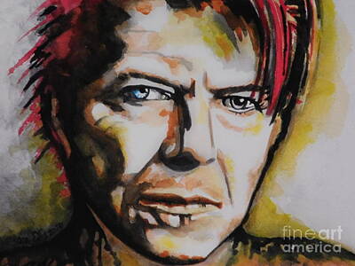 Celebrities Paintings - David Bowie by Chrisann Ellis
