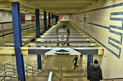 Musicians Photos - David Bowie N Y C Subway Tribute by Allen Beatty