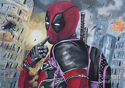 Comics Paintings - Deadpool by Jamie Bishop