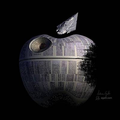 Recently Sold - Food And Beverage Digital Art - Death Star Apple by Andrea Gatti
