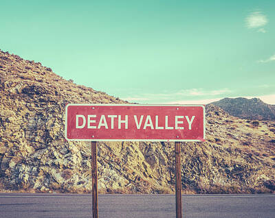 Mountain Photos - Death Valley Sign by Mr Doomits