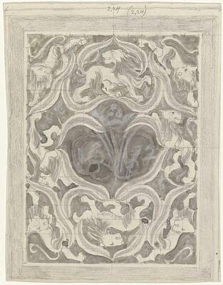 Animals Paintings - Decorative design with leaf motif, Carel Adolph Lion Cachet, 1874 - 1945 by Carel Adolph Lion Cachet