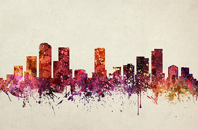 City Scenes Drawings - Denver Cityscape 09 by Aged Pixel